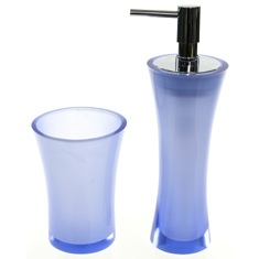 Blue Soap Dispenser and Toothbrush Holder Accessory Set